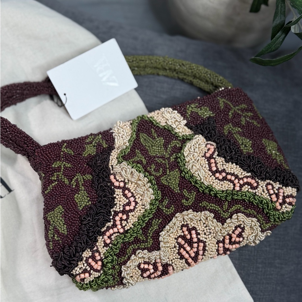 NWT Zara Woman Accessories Beaded BAG WITH EMBROIDERED DETAILS - Picture 9 of 10